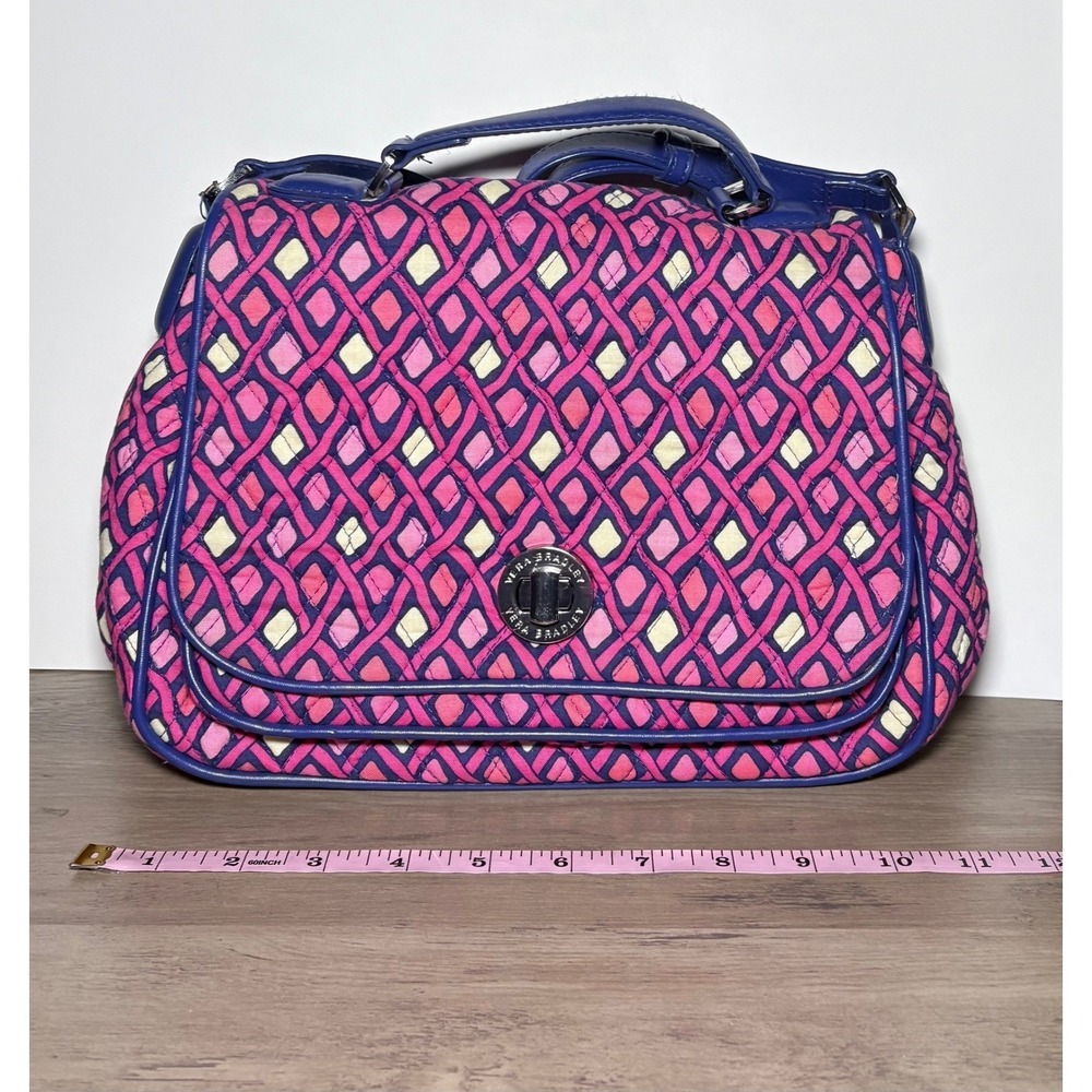 Vera Bradley Turnlock Crossbody Bag Katalina Pink Diamonds Pattern - Picture 3 of 8